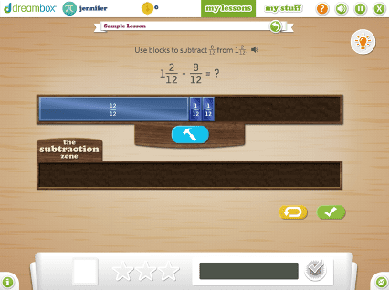 Math – Fourth Grade – Subtracting Fractions of Like Denominator Using Number Blocks