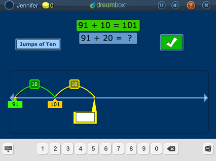 Math – Second Grade – Associated Addition Equations: Adding a Multiple of 10 and Near Multiple of 10 on the Number Line