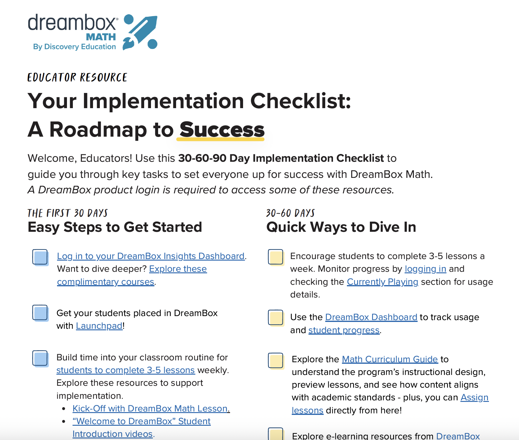 DBM 30 60 90 Teachers