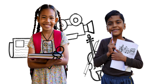 students with ELA career doodles