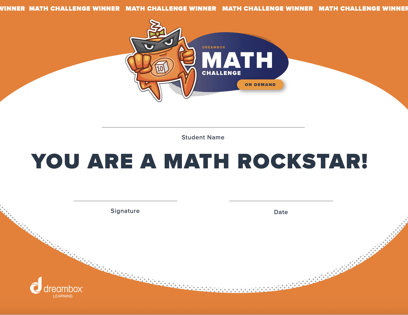 Math Challenge Certificate