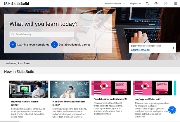de ai ibm skill build screenshot
