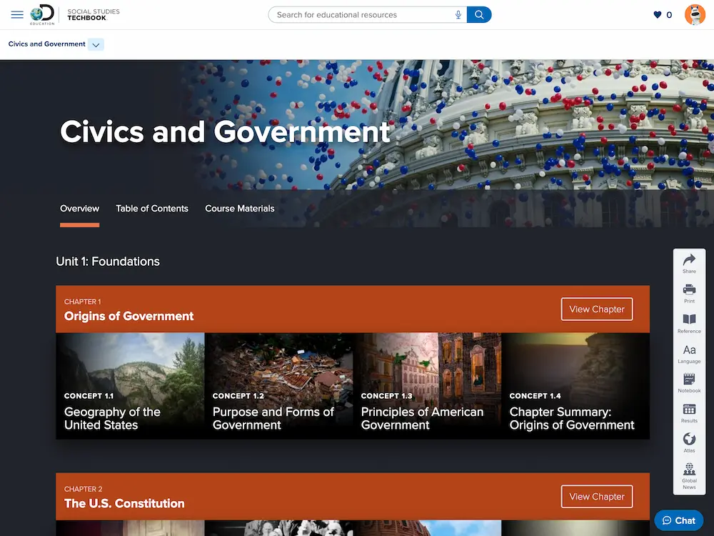 de solutions social studies techbook civics government screenshot