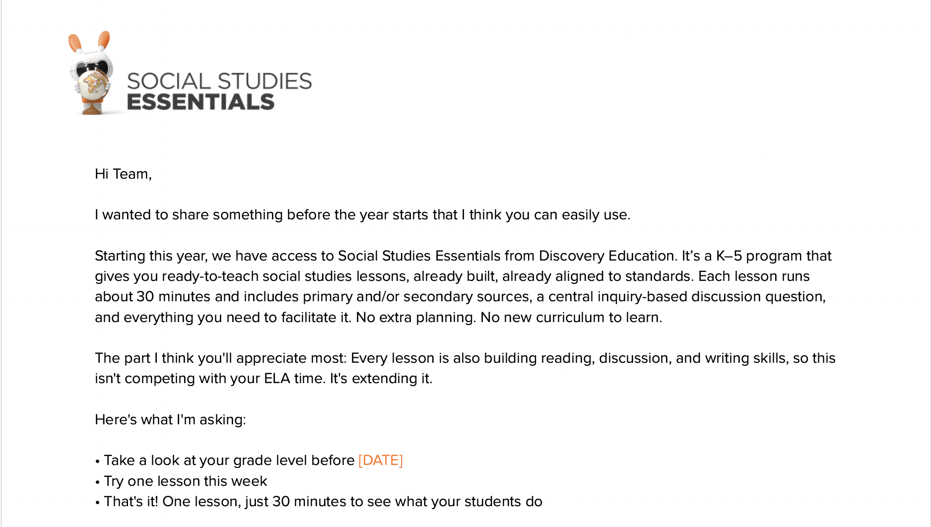 Image SSE Teacher Announcement Email