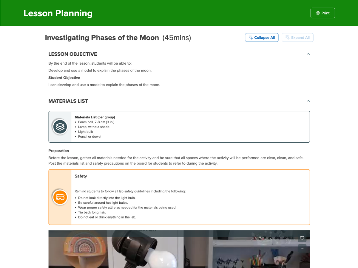de science techbook middle school lesson planning screenshot